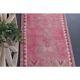 Vintage Turkish Oushak Handmade Wool Cotton Pink Runner Rug 90x312