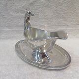 Superb silver-plated sauce boat by Christofle Malmaison, Aigle Empire