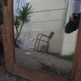 Mirror bevelled art deco raw oak 68x90cm