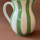 Striped pitcher in enamelled terracotta