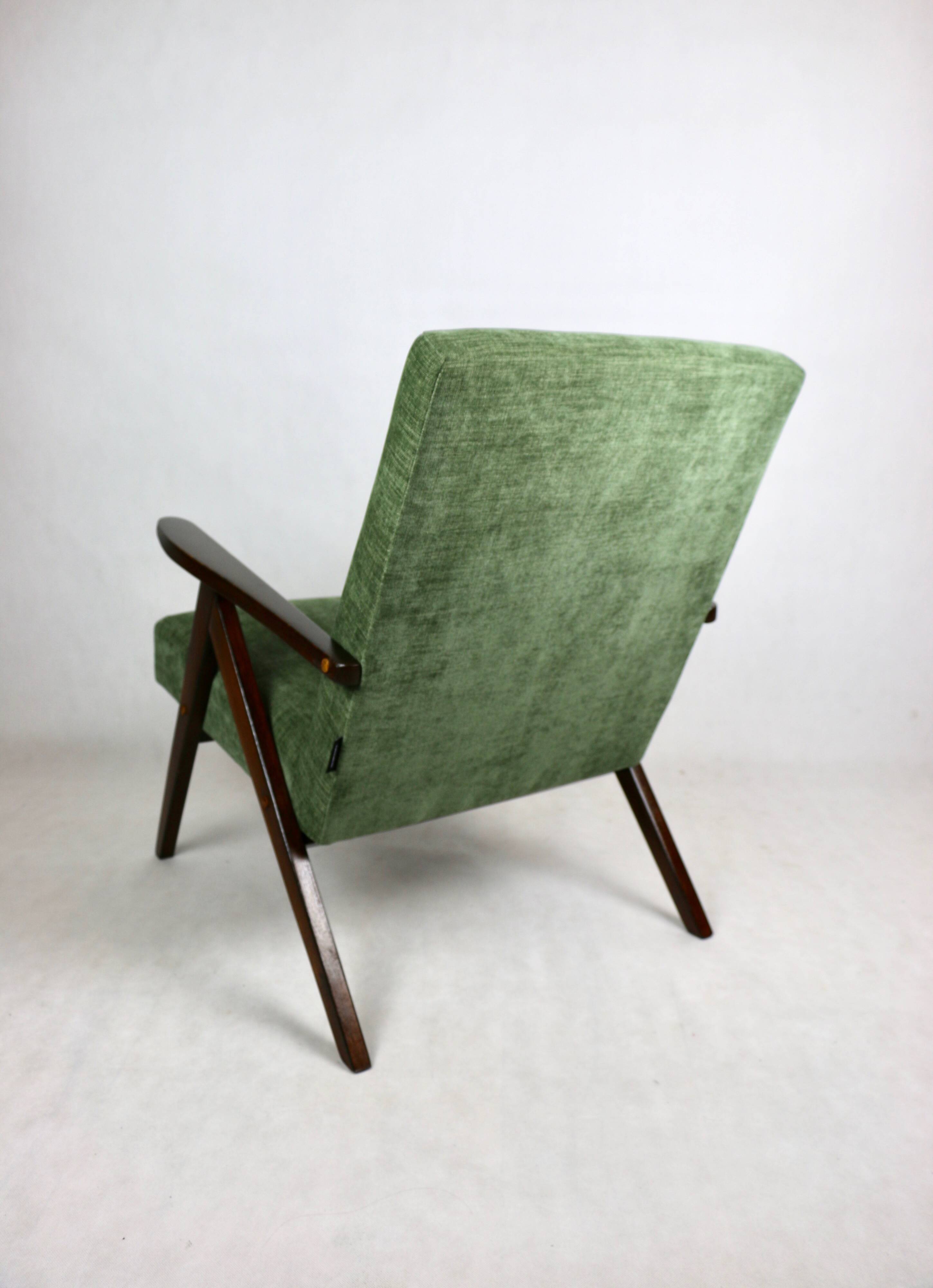 Fauteuil vintage vert olive modèle B-310, années 1970