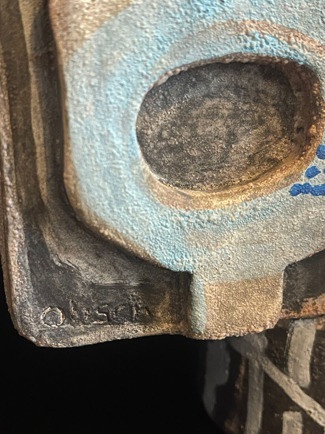 Brutalist ceramic sculpture by the artist Olisch.