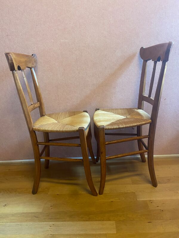 2 chaises empire en noyer