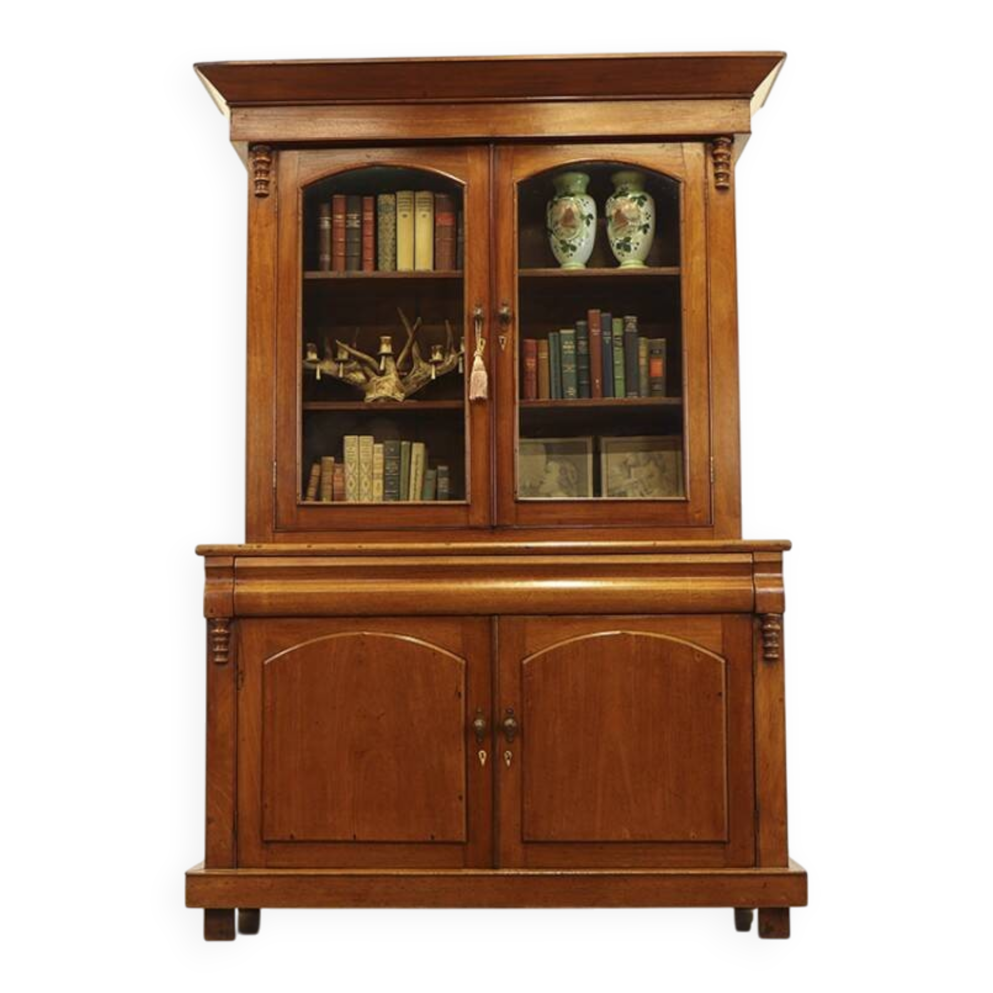 Bibliothèque ancienne anglaise en acajou