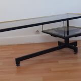 Vintage industrial coffee table metal and glass