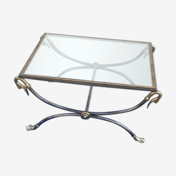 Coffee table in brass and brushed iron