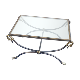 Coffee table in brass and brushed iron