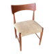 Chaise scandinave en teck « Alfhild » – Velours côtelé miel
