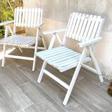 Pair of vintage wooden garden armchairs by r.gleizes