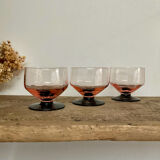 6 pink bowls with black stems