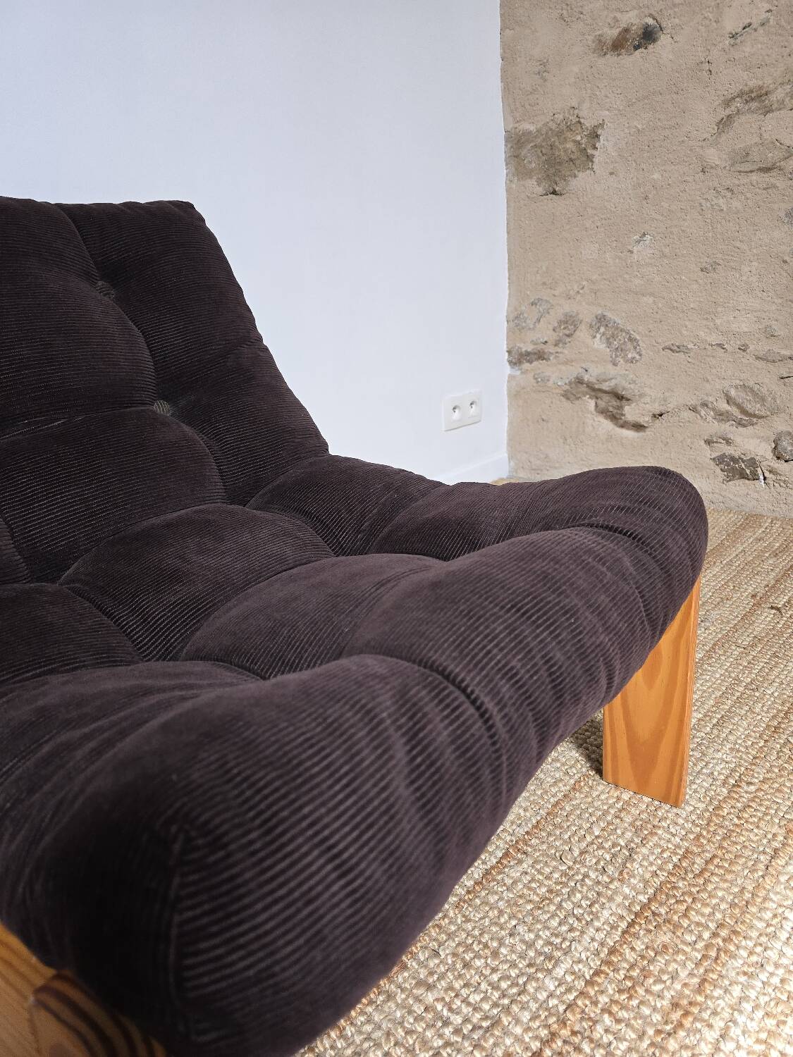 Pine/corduroy armchair