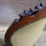 Mahogany Napoleon III Armchair with Carved Grapes  Decoration on Top, 1870s