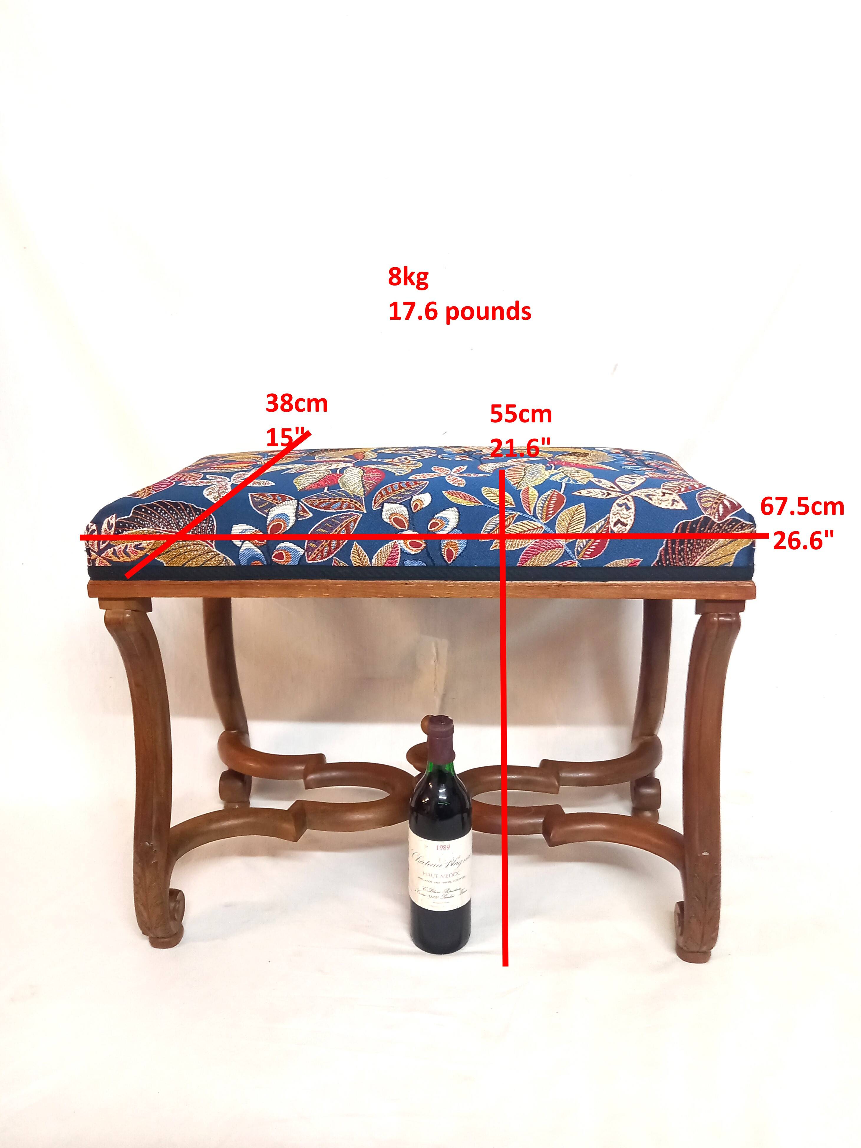 Colorful Louis XIV Style Bench with Sheep Bone Base