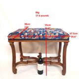 Colorful Louis XIV Style Bench with Sheep Bone Base