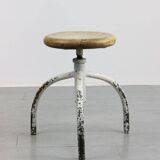 Vintage Industrial White Swivel Chair