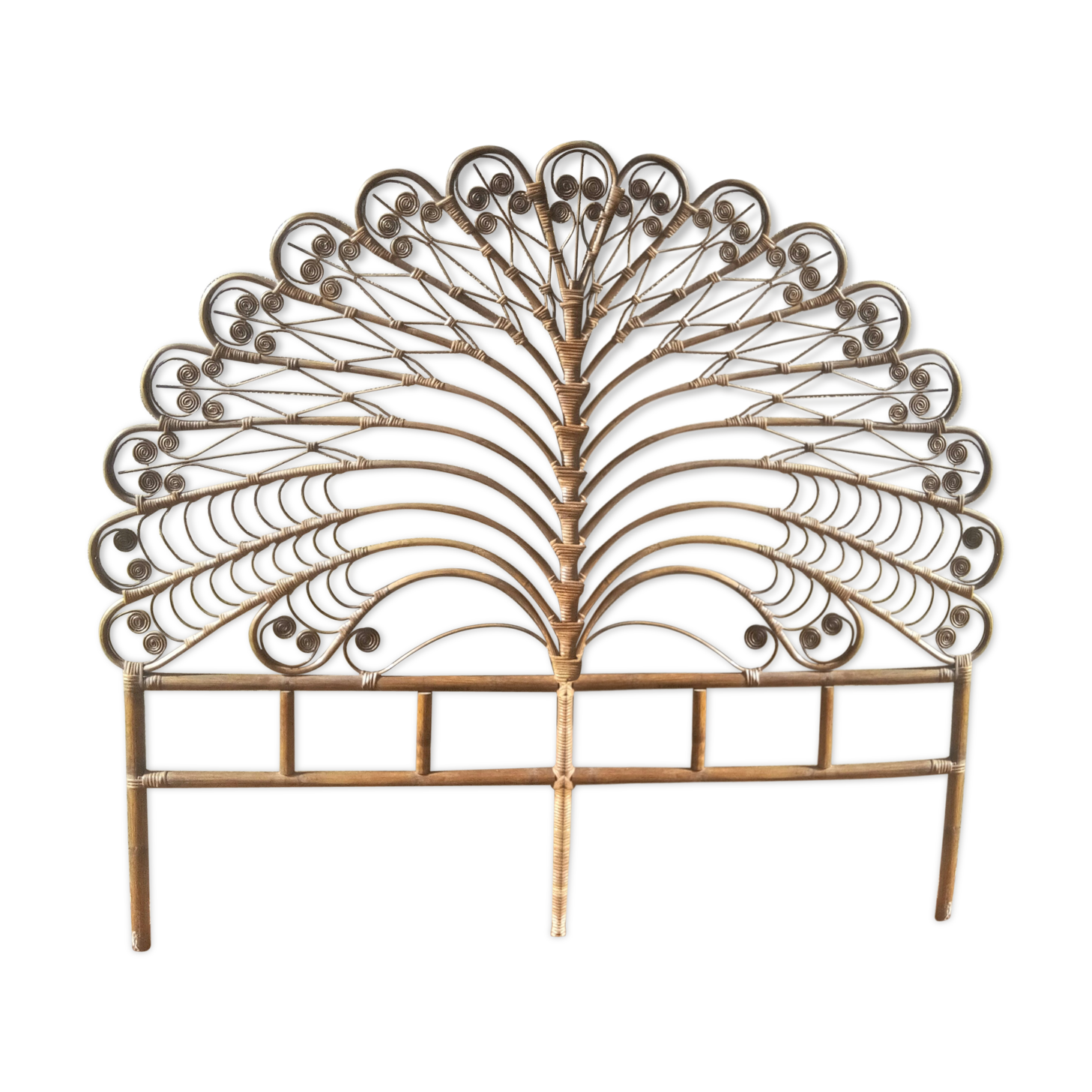 2-seat peacock rattan headboard
