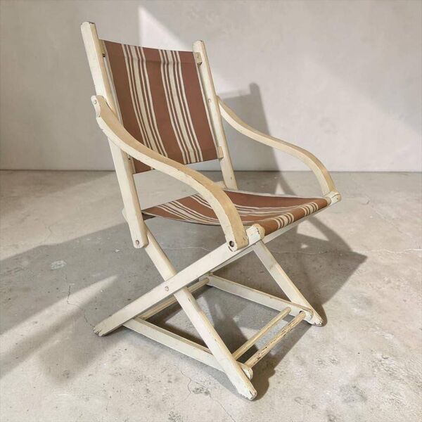 Chaise de plage/camping pliante vintage en bois