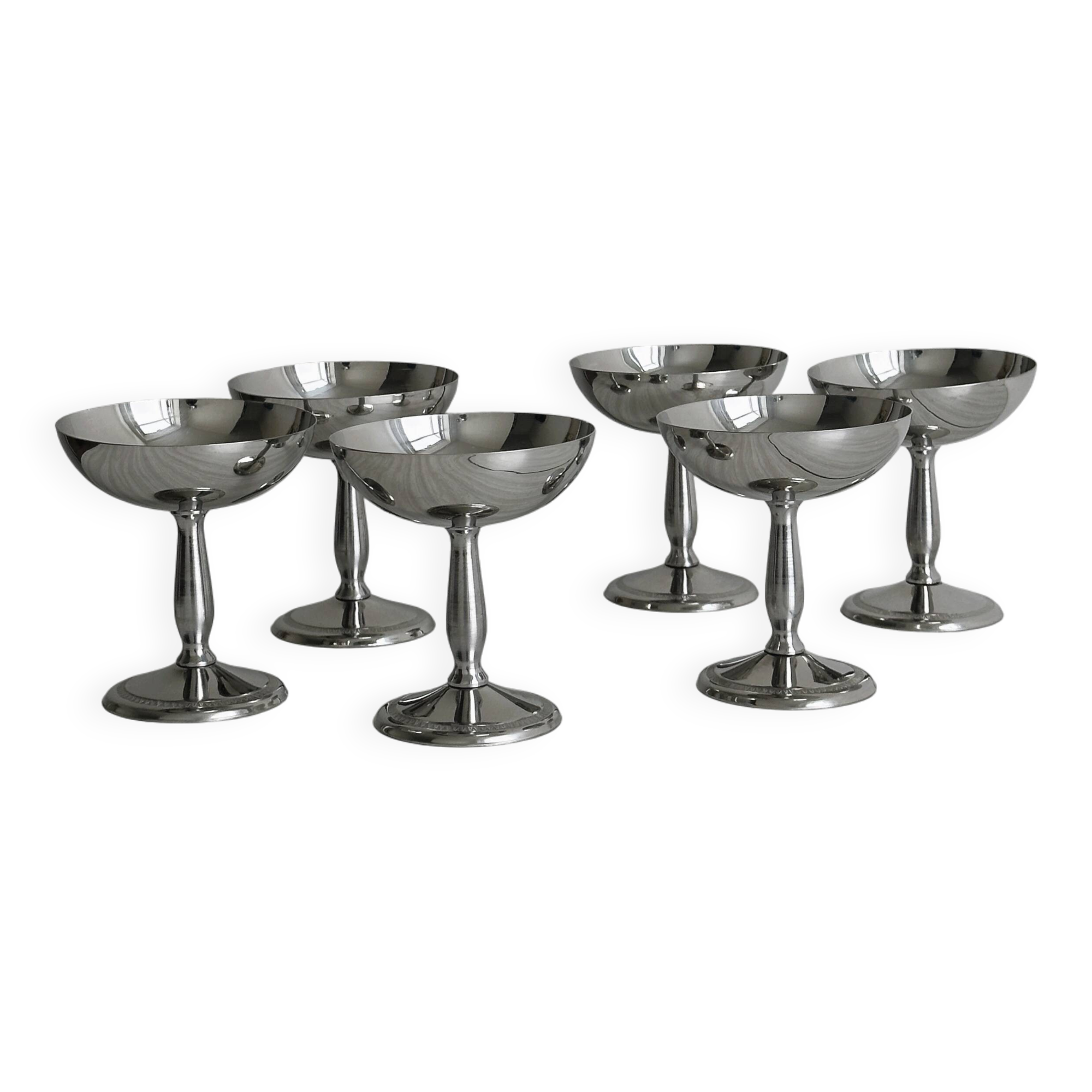 6 stainless steel footed bowls, Letang Remy style