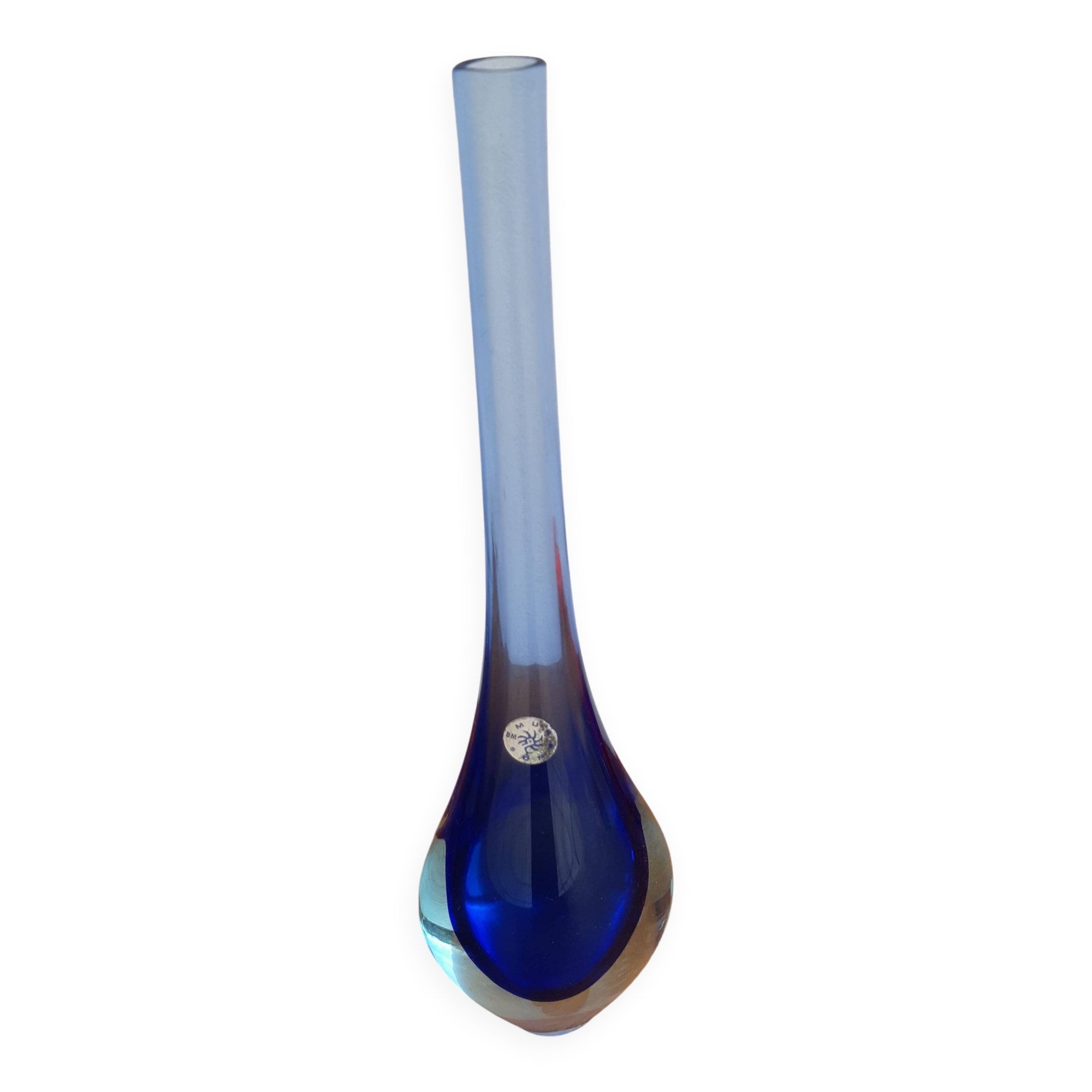 Murano glass Sommerso blue soliflore vase