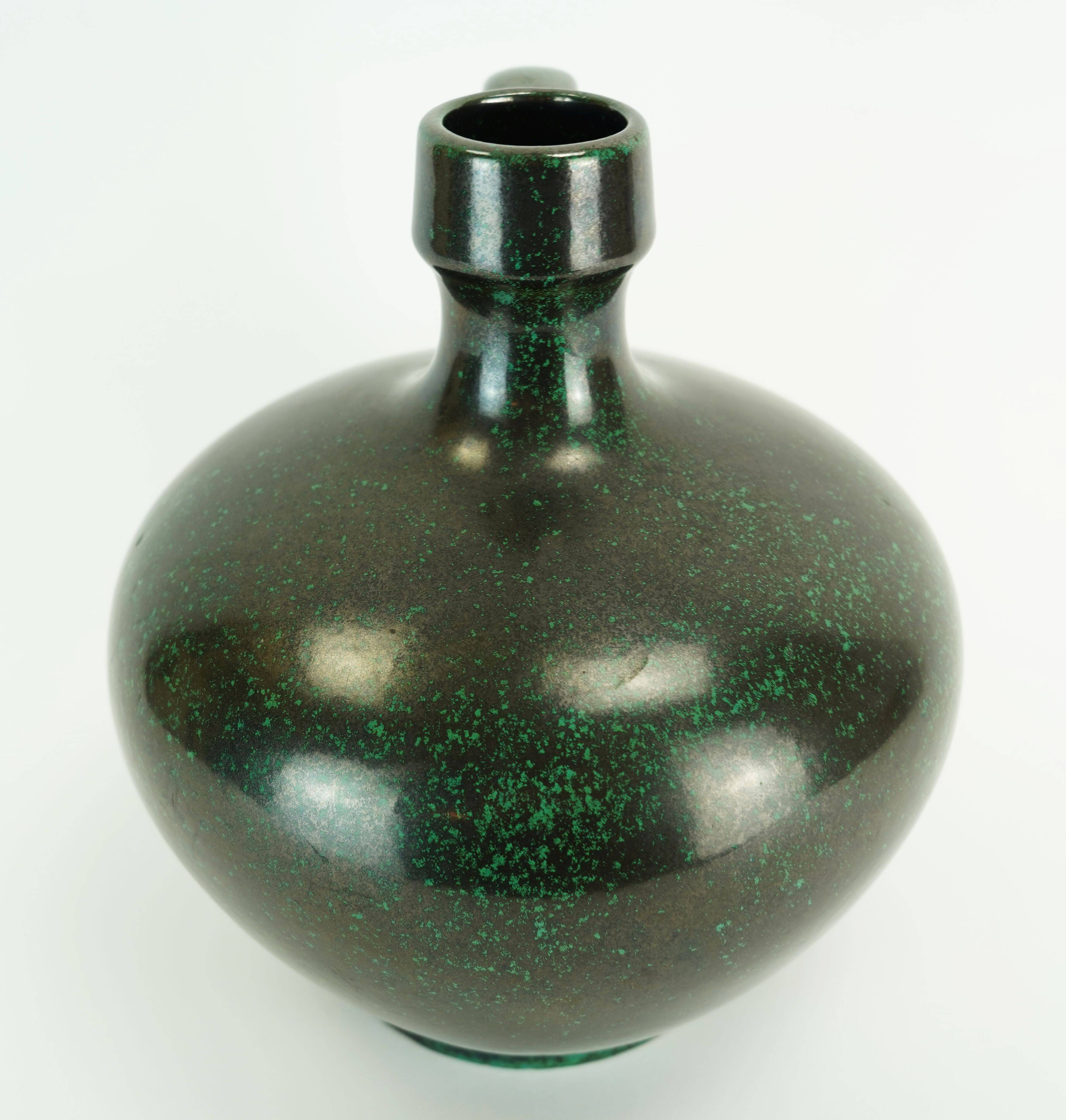 ruscha mid century VASE black and green kurt tschoerner model 340