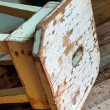 Workshop stool in antique patinated solid wood