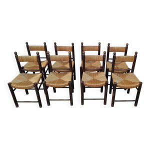8 chaises paille vintage