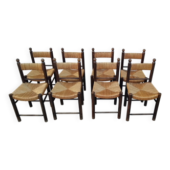 8 vintage straw chairs from the 1950