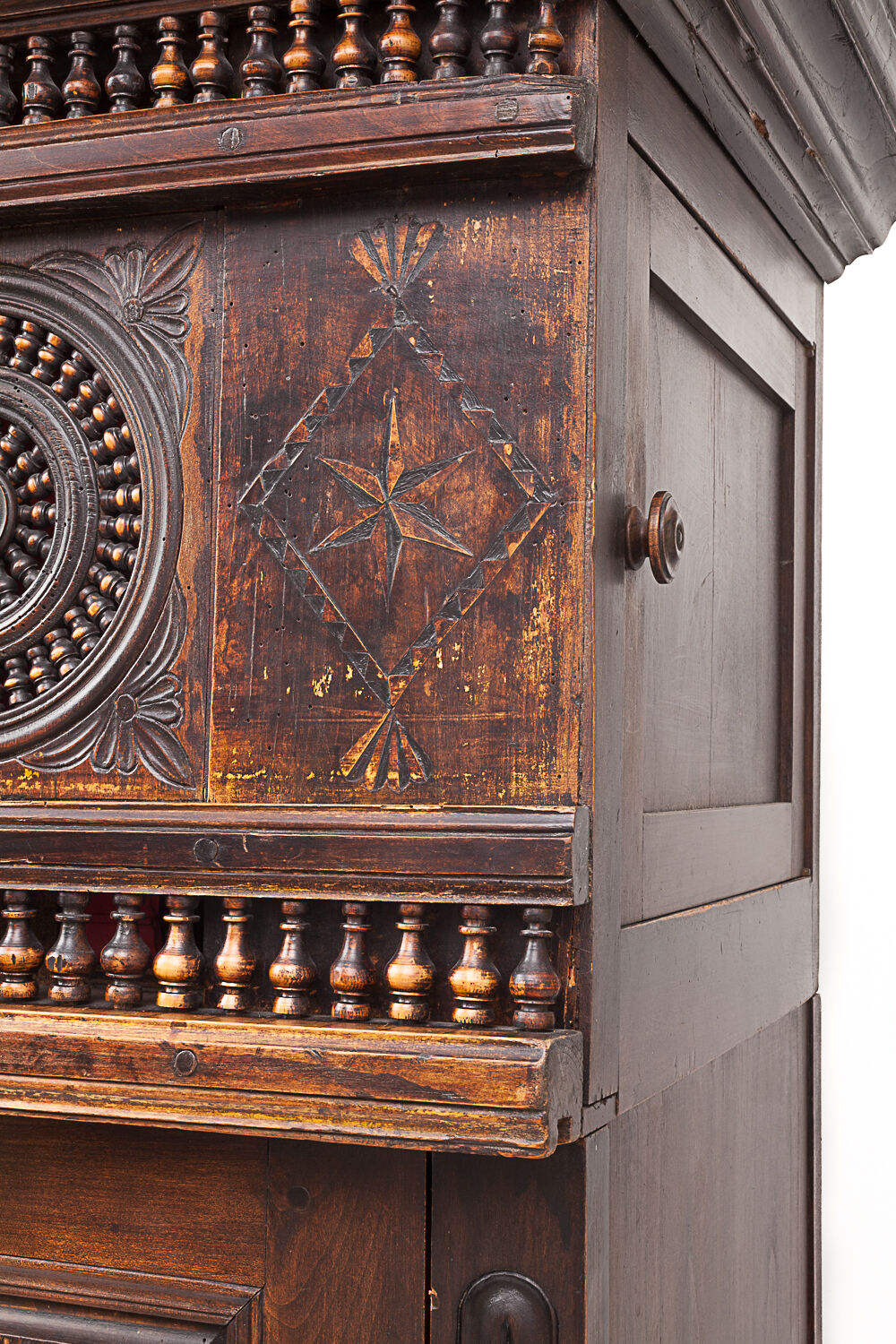 Vintage neo-breton sideboard in solid oak, 1880