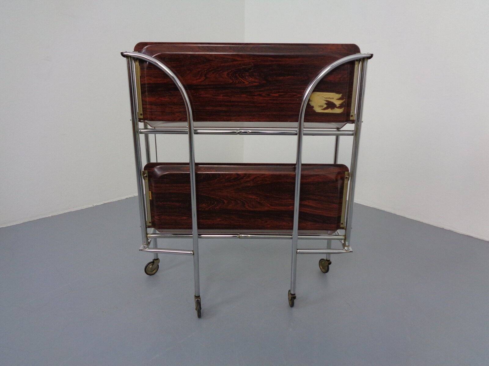 Vintage Optic Rosewood Pressalit Tea Cart, 1970s