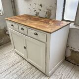 Meuble de métier enfilade patine blanche