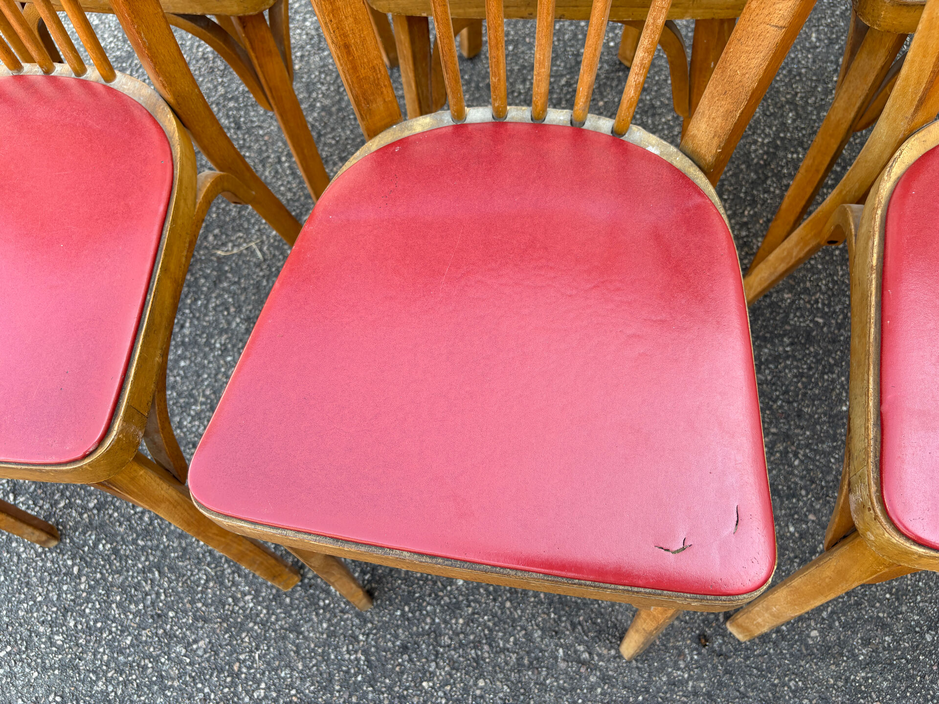 6 chaises baumann bistrot simili rouge