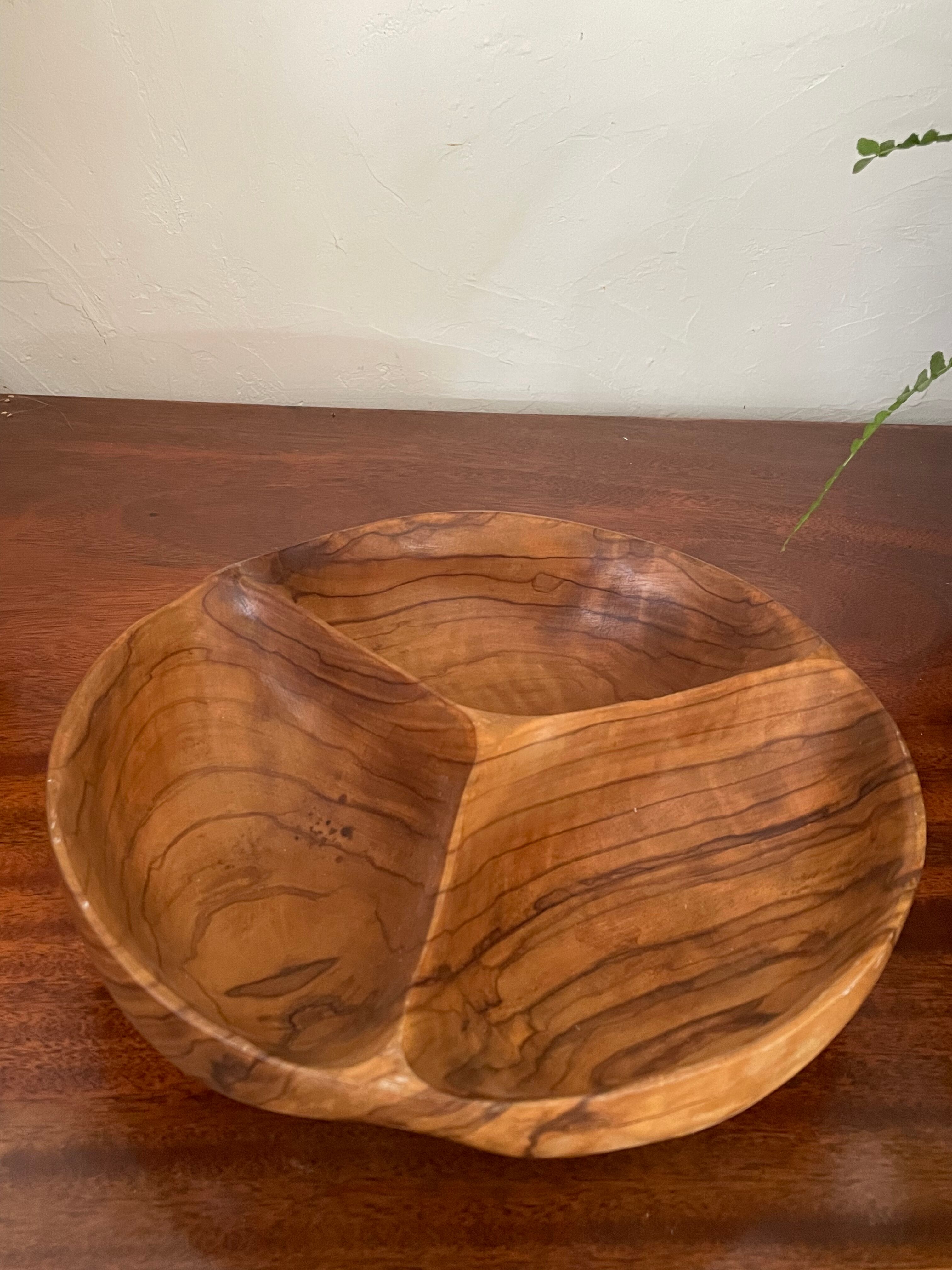 Vintage olive wood dish