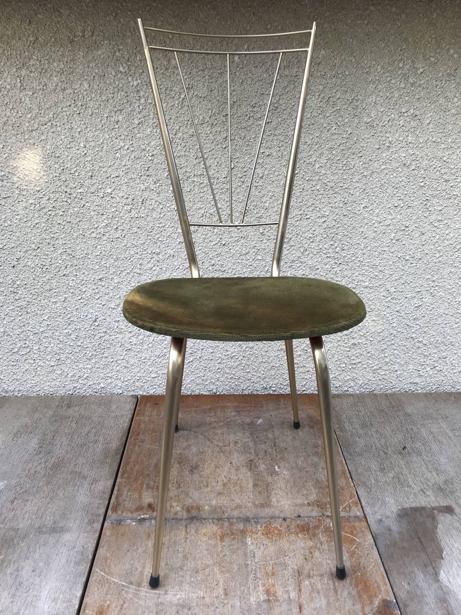 Pair of golden metal old chairs