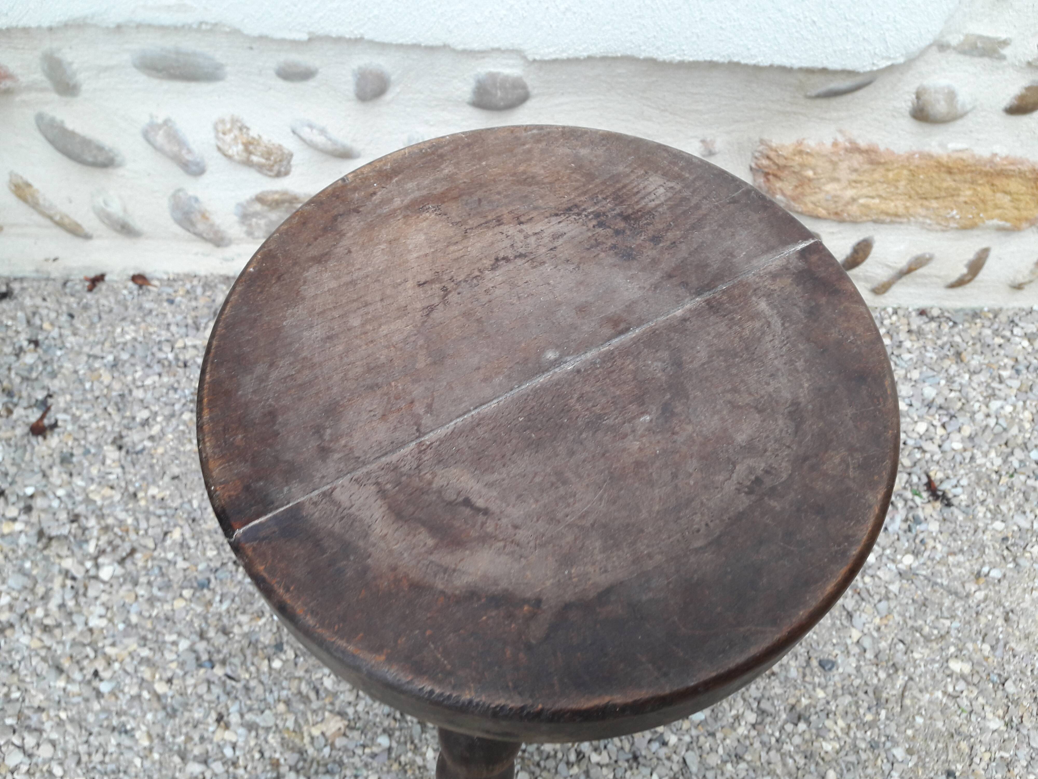 Turned wood tripod stool