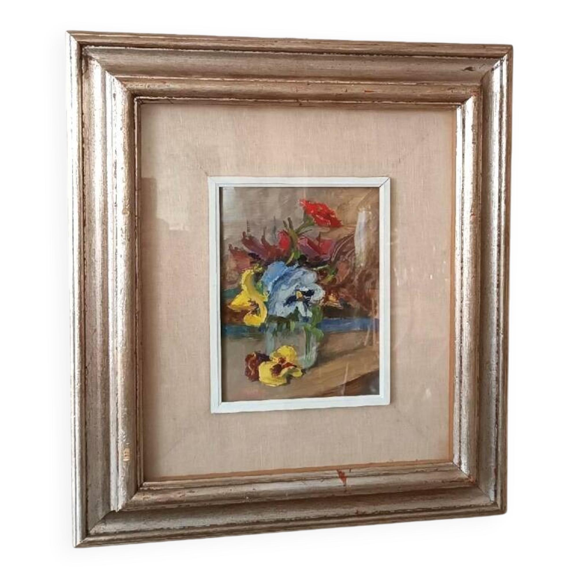 Oil painting on panel Remo Fabretti (Ancona 1905-1983) vase with flowers