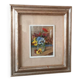 Peinture à l'huile sur panneau Remo Fabretti (Ancona 1905-1983) vase avec fleurs