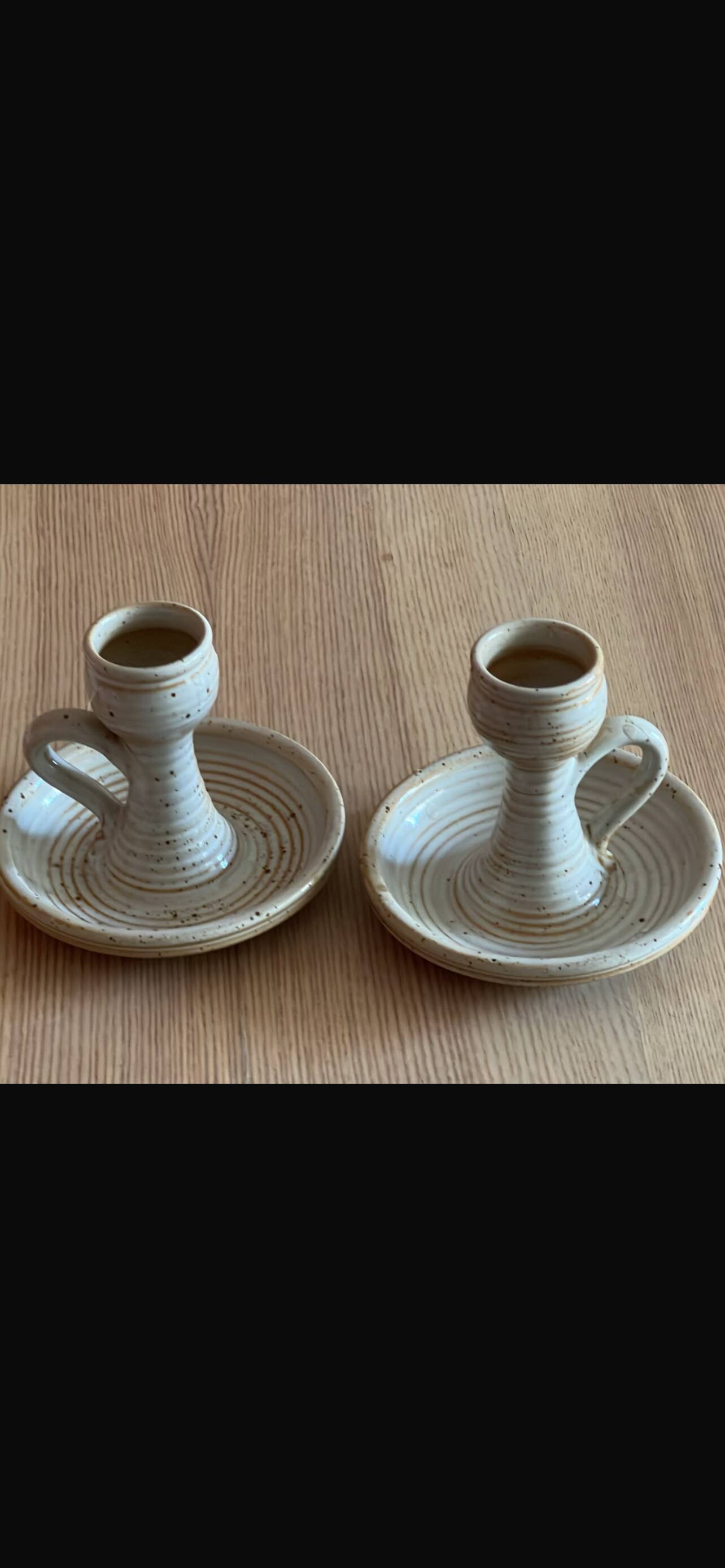 Set of 2 stoneware candlesticks from the marsh.