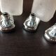Suite de trois appliques en metal chromé et verre dépoli bullé/ vintage années 70