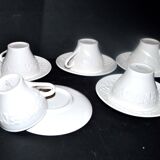Set of 5 old cups with molded frieze in SARREGUEMINES Earthenware Opaque iron