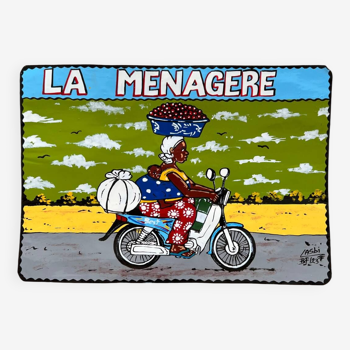 Painted plaque La Ménagère (Burkina Faso)