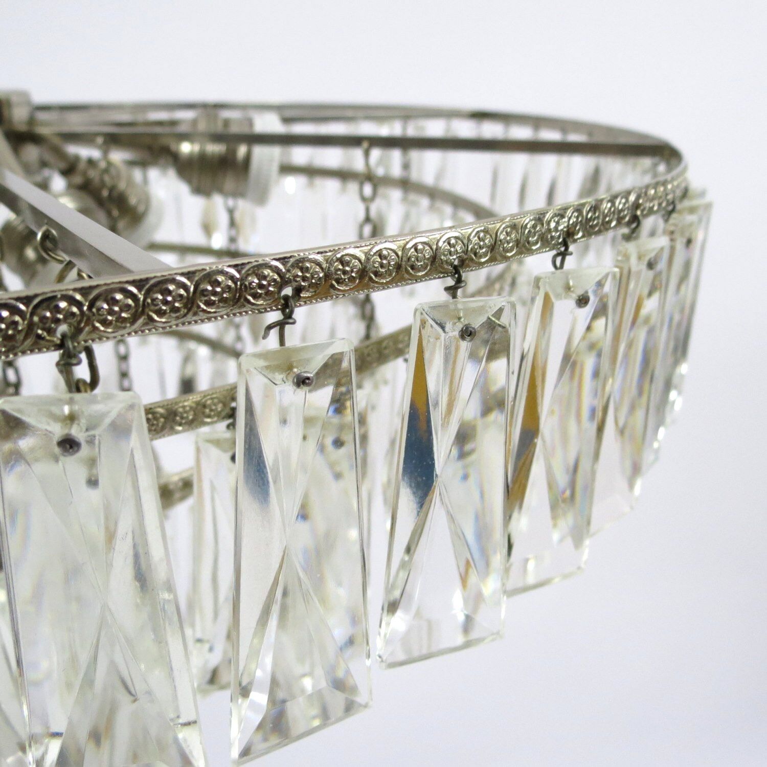 Glass and chrome metal chandelier, 1960