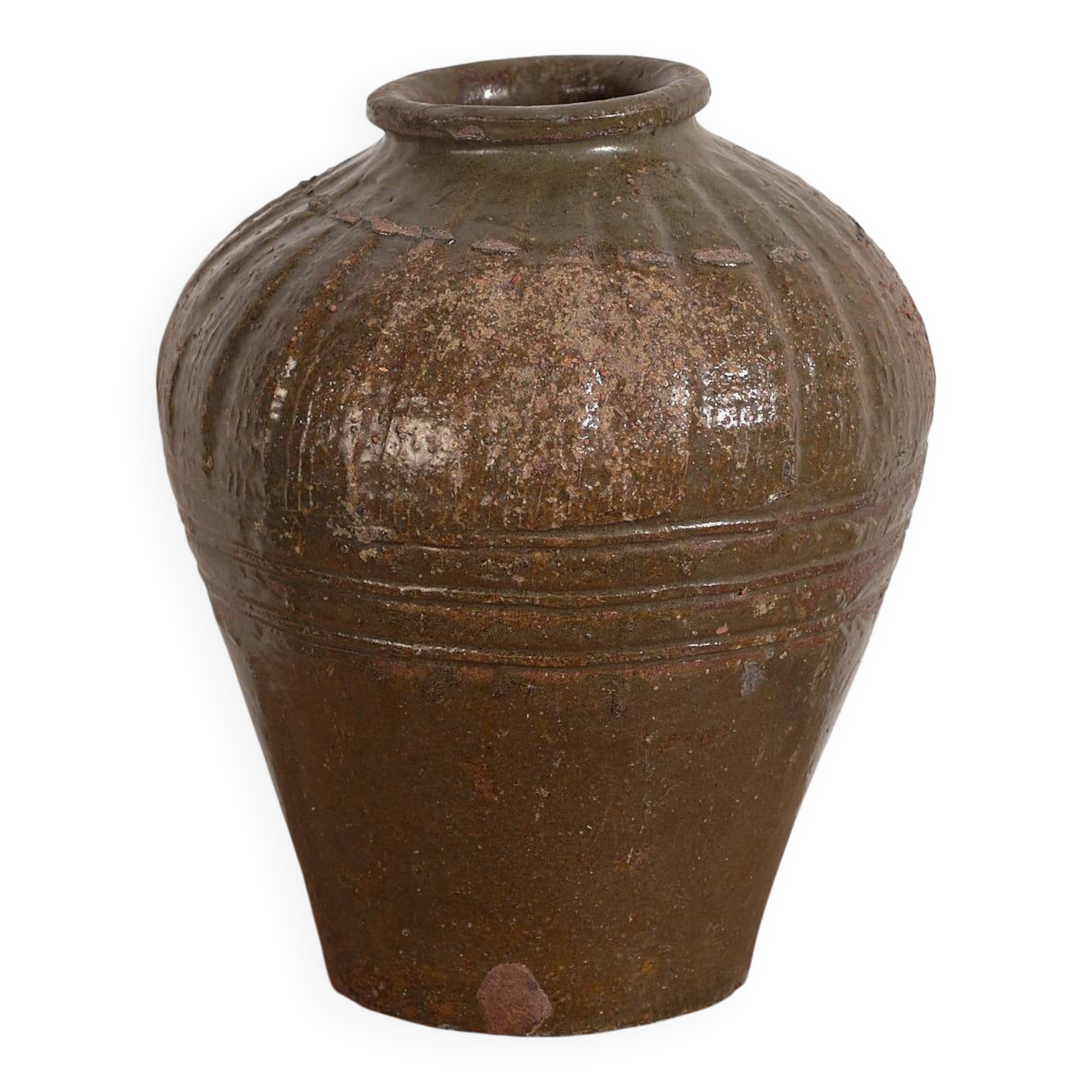 Small antique olive green vase (c.1900)