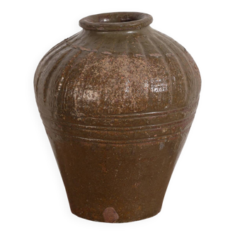 Petit vase ancien vert olive (c.1900)