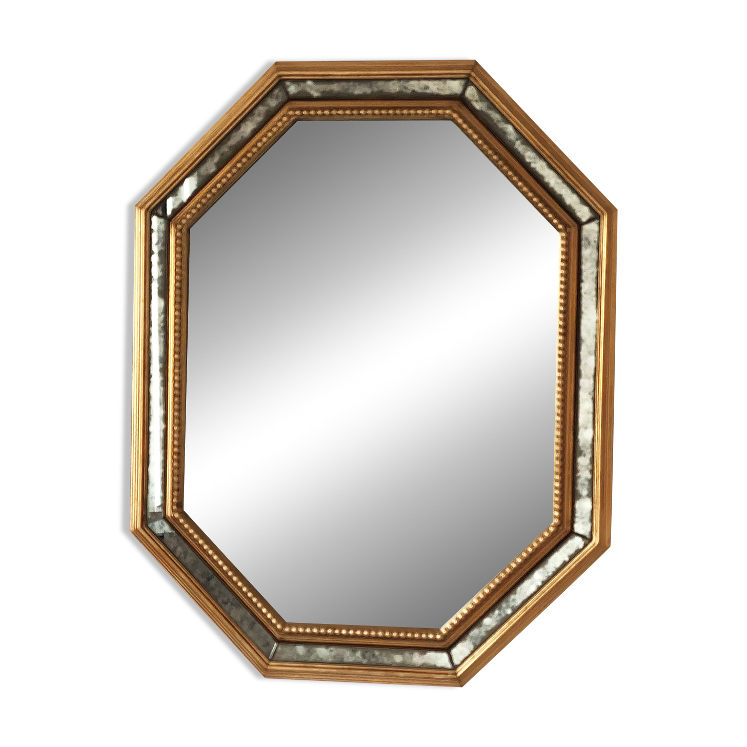 Antique mirror with gilded wooden frame.