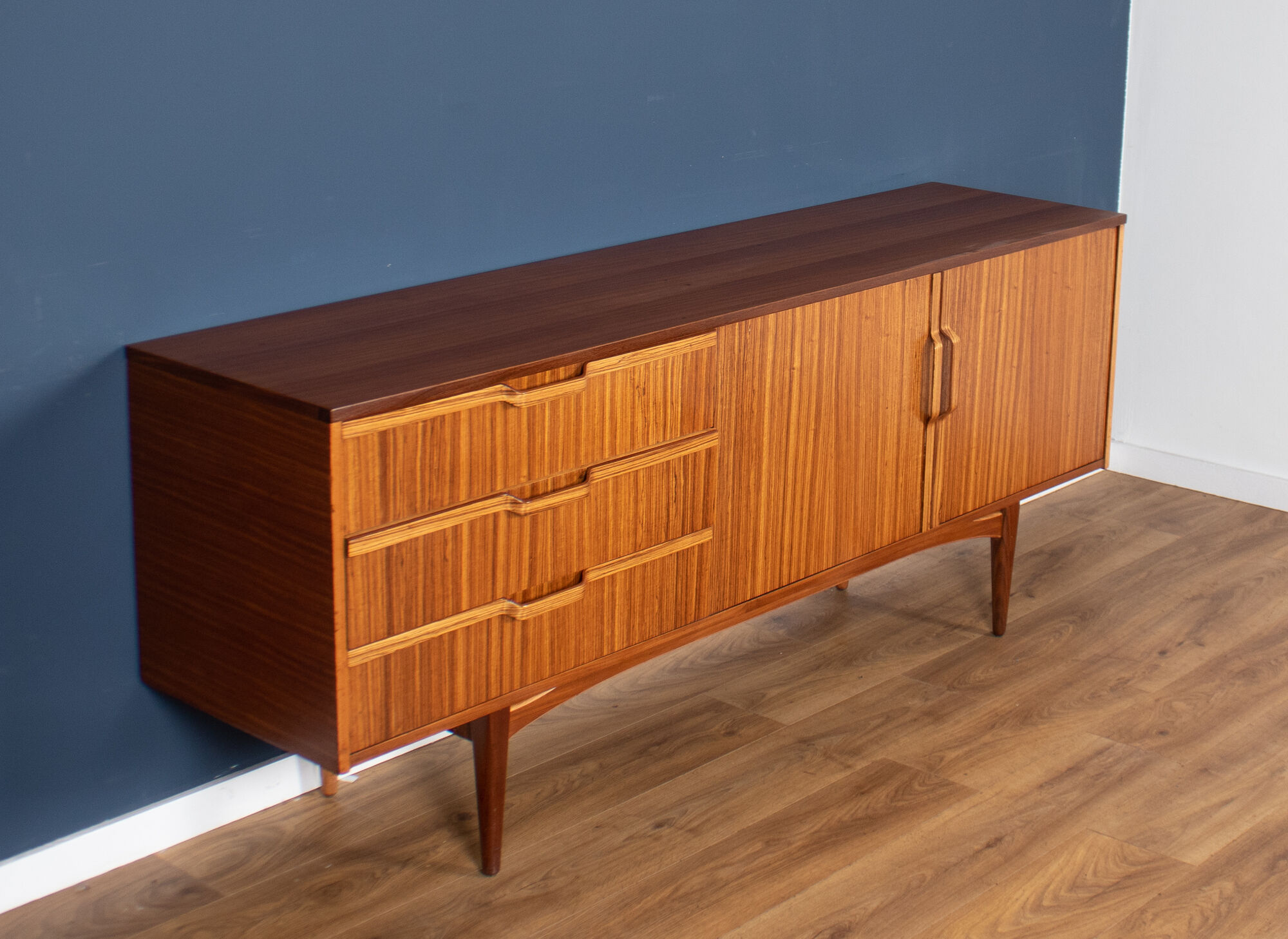 Retro teak zebrano 1960s long elliots of newbury eon mid century sideboard