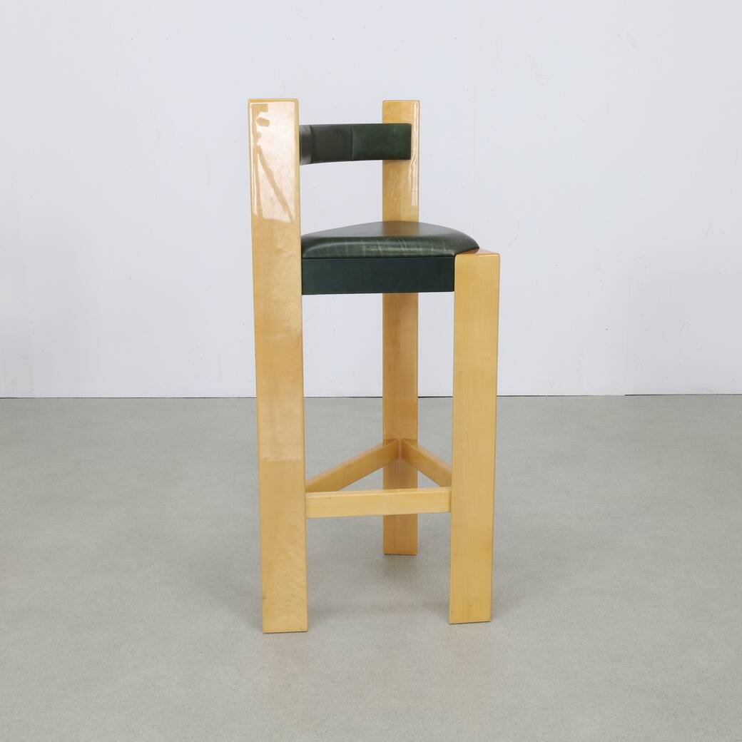 3x Postmodern Barstools in Leather, 1990s