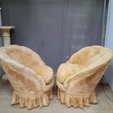 Pair of flared back toad armchairs