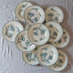Lot 6 old iron earth dessert plates K&G Lunéville model carnations