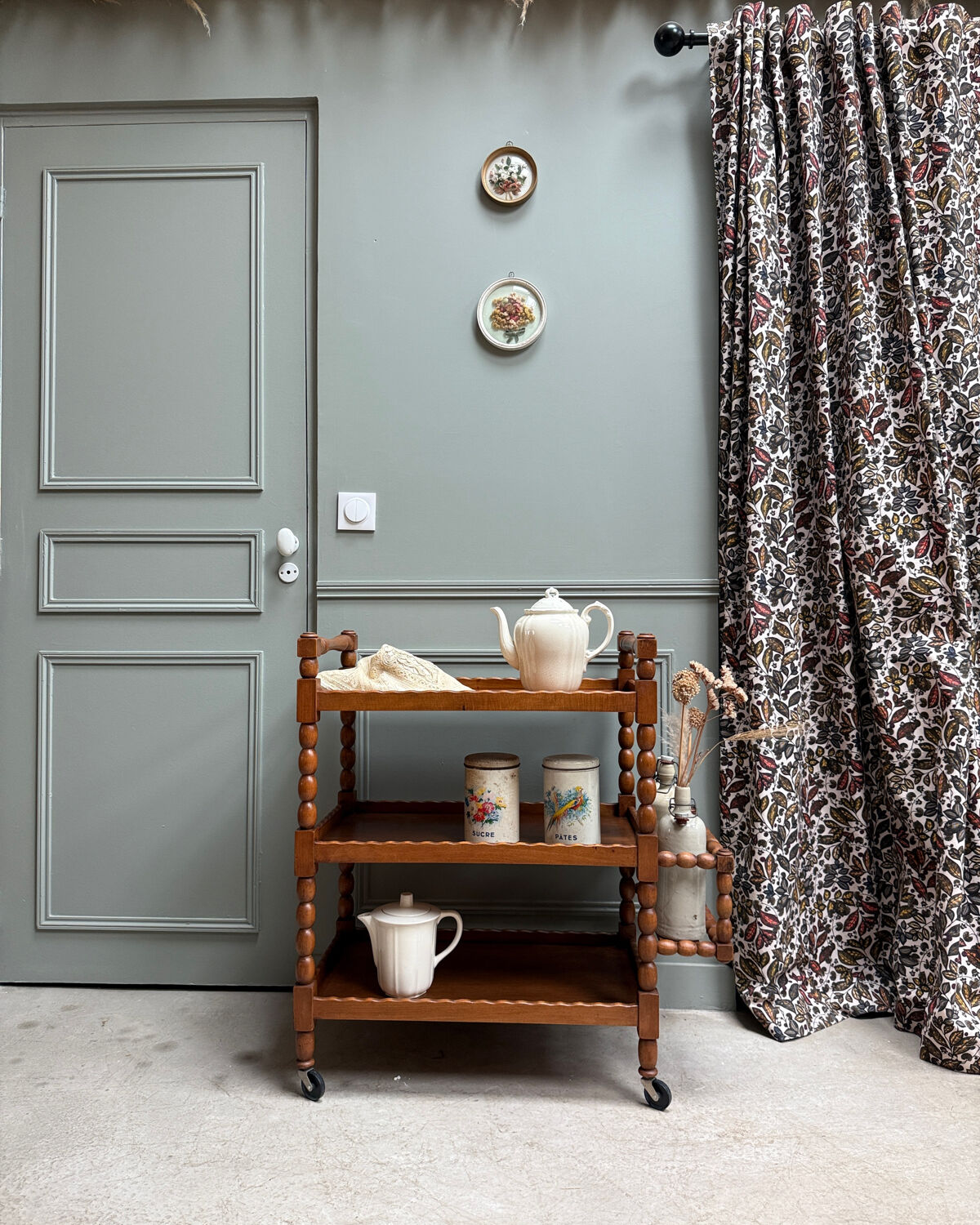 Vintage wooden serving trolley