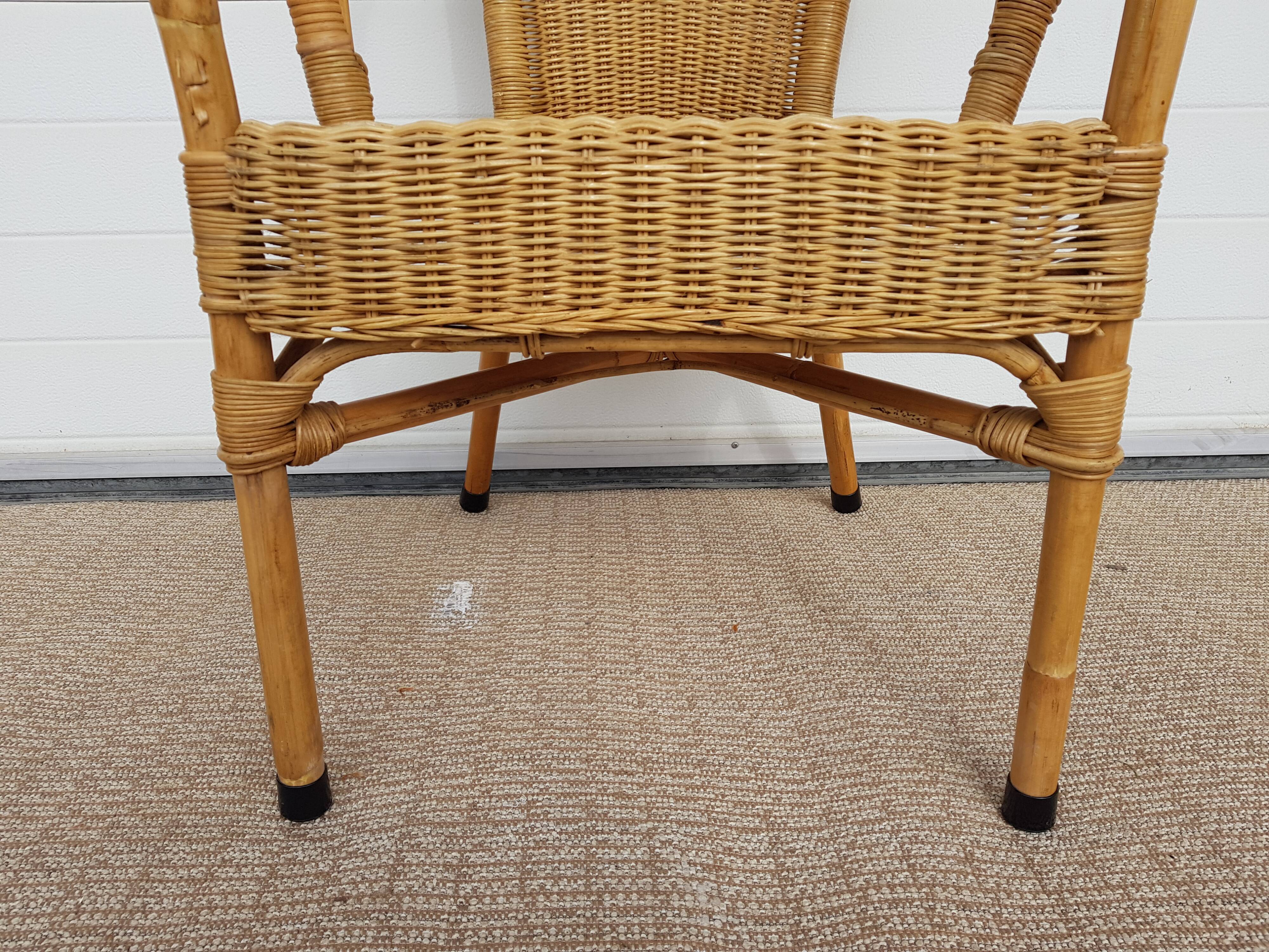 Old chair in Osier and Bamboo 60s